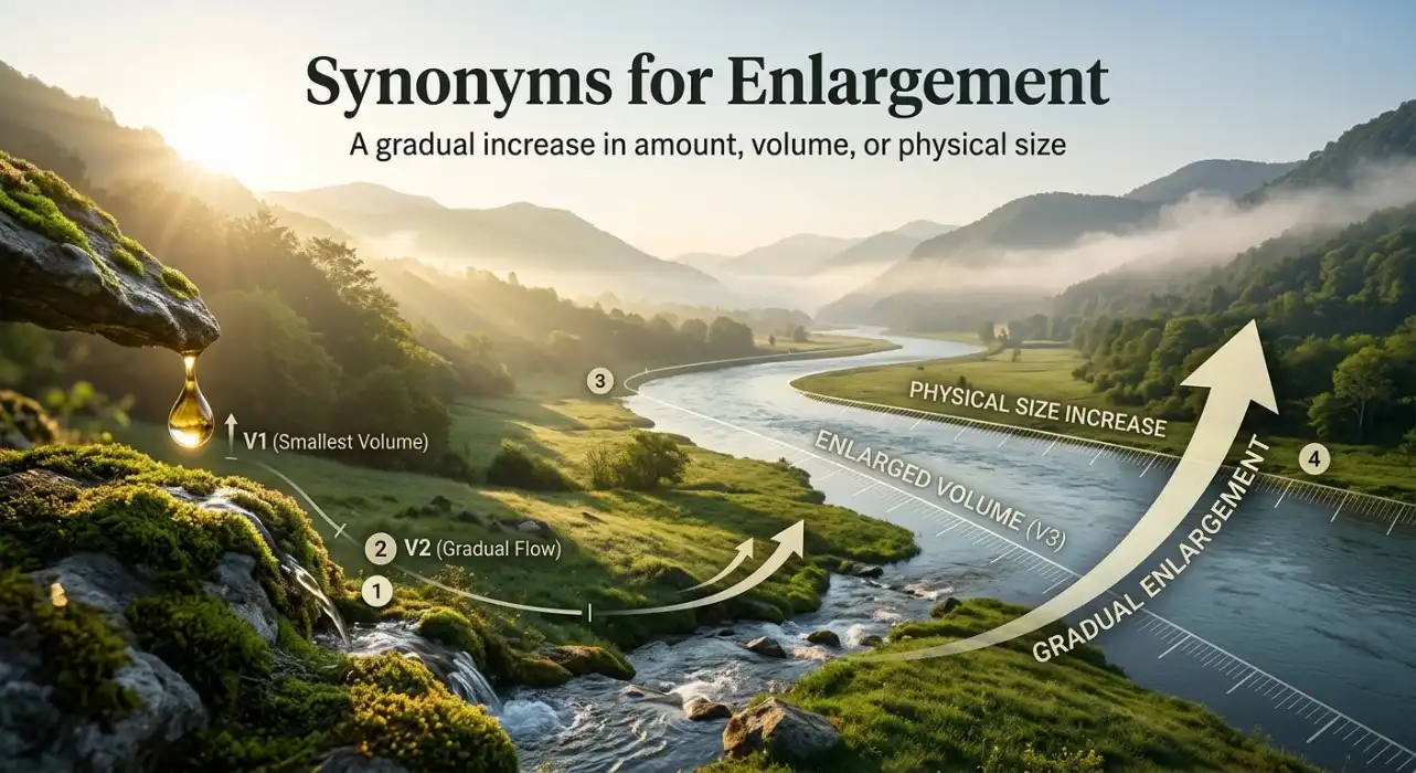 A gradual increase in amount, volume, or physical size.
