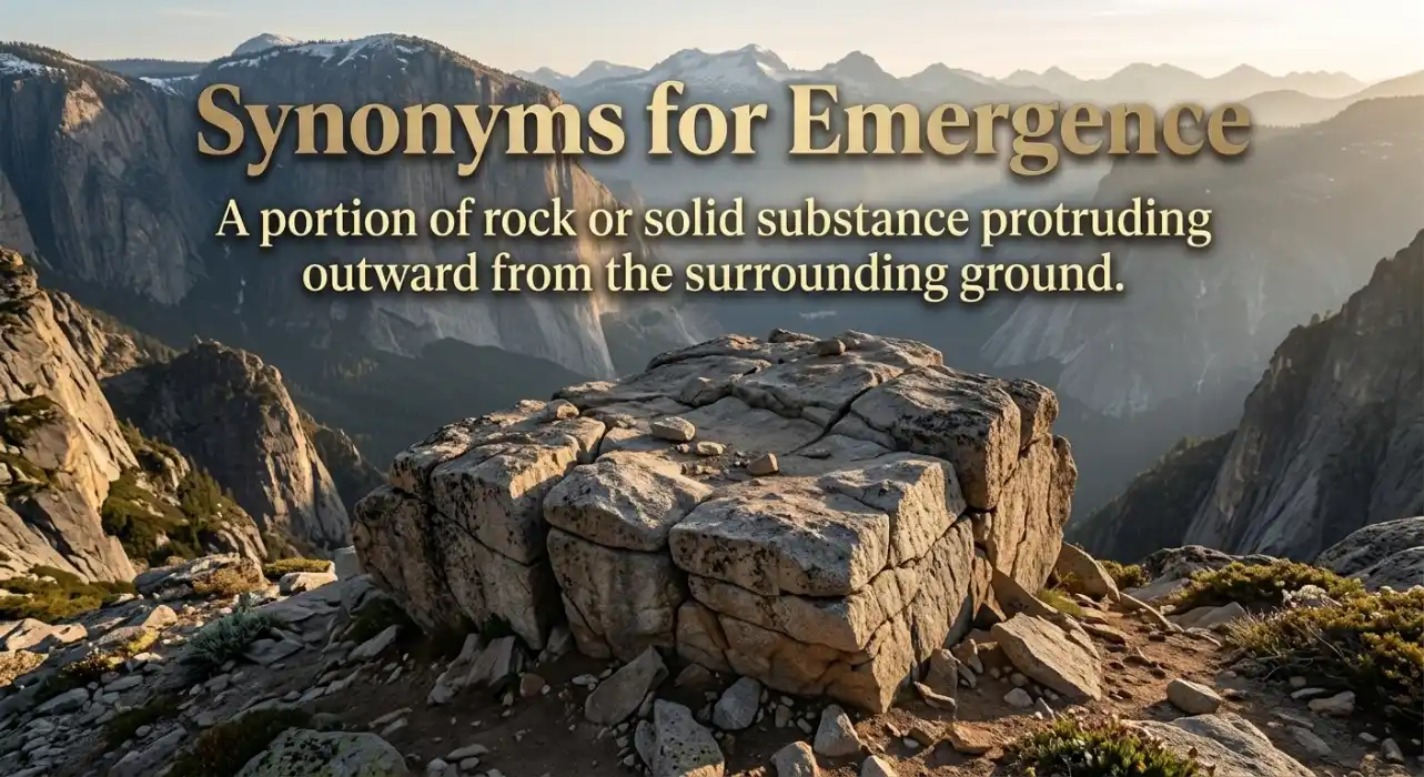 A portion of rock or solid substance protruding outward from the surrounding ground.