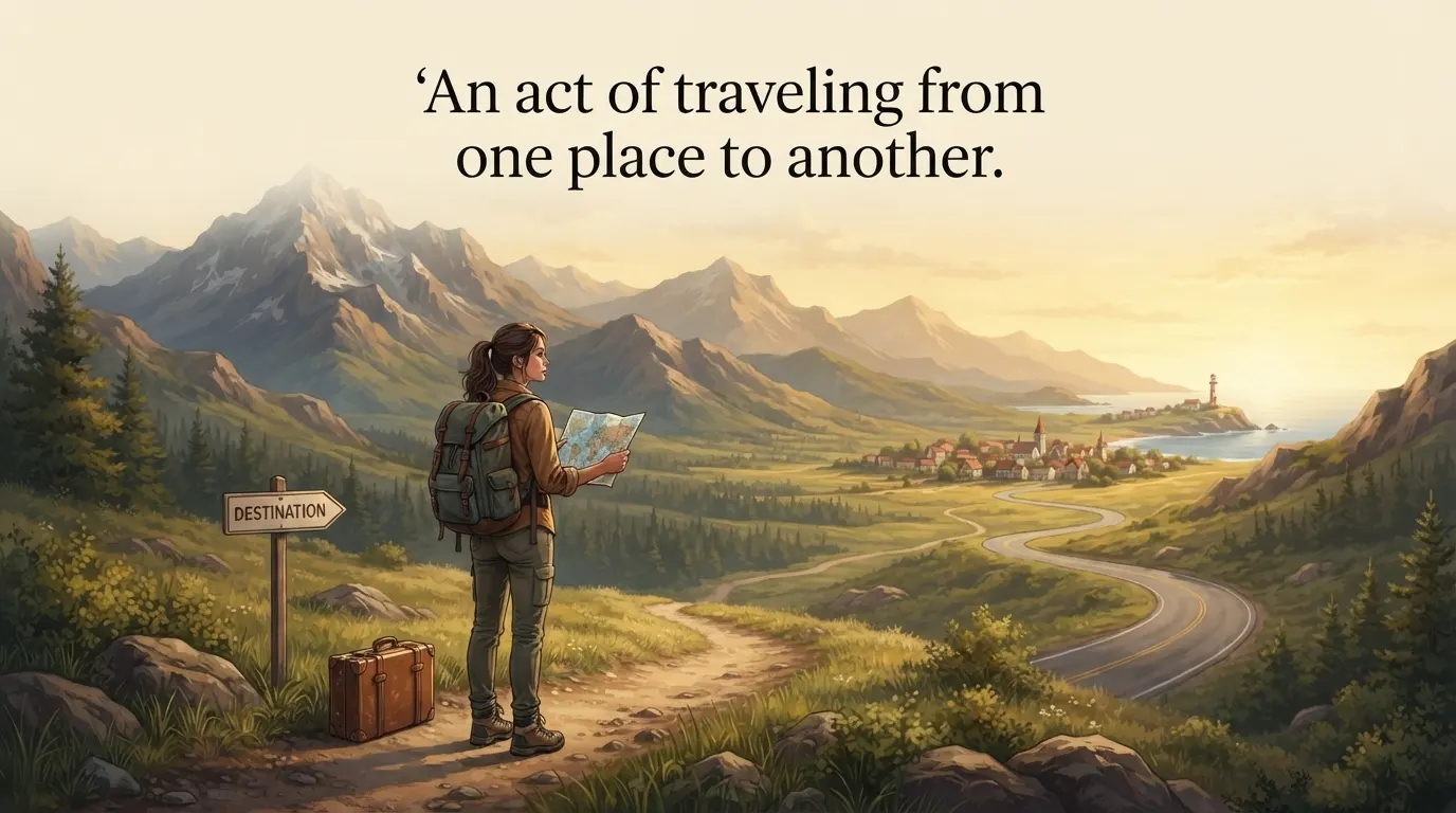 An act of traveling from one place to another