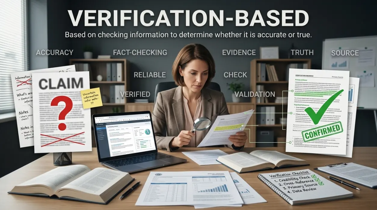 Based on checking information to determine whether it is accurate or true.