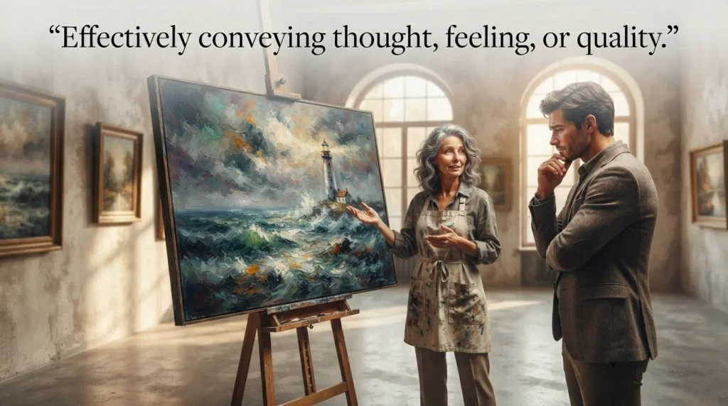 Effectively conveying thought, feeling, or quality.