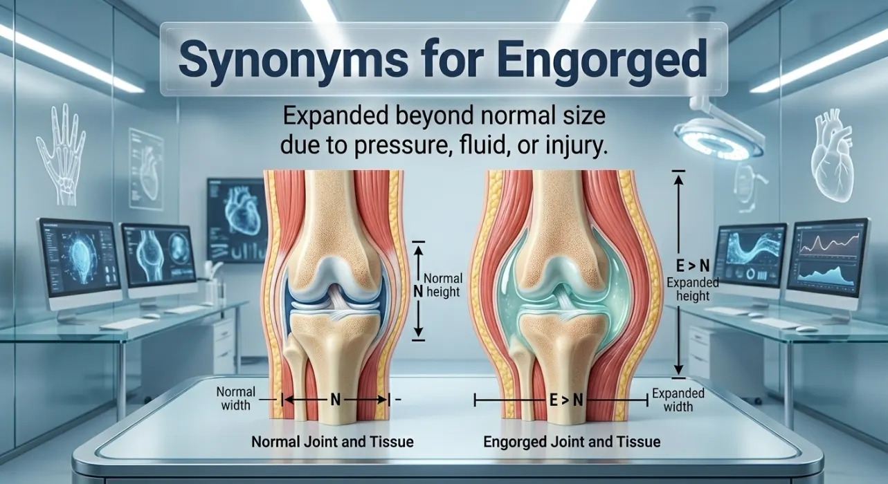 Expanded beyond normal size due to pressure, fluid, or injury.