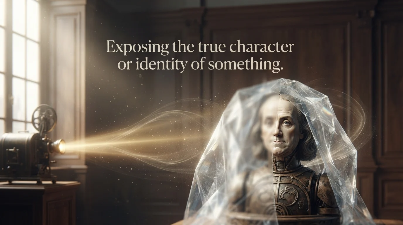 Exposing the true character or identity of something.
