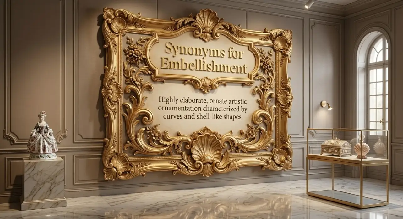 Highly elaborate, ornate artistic ornamentation characterized by curves and shell-like shapes