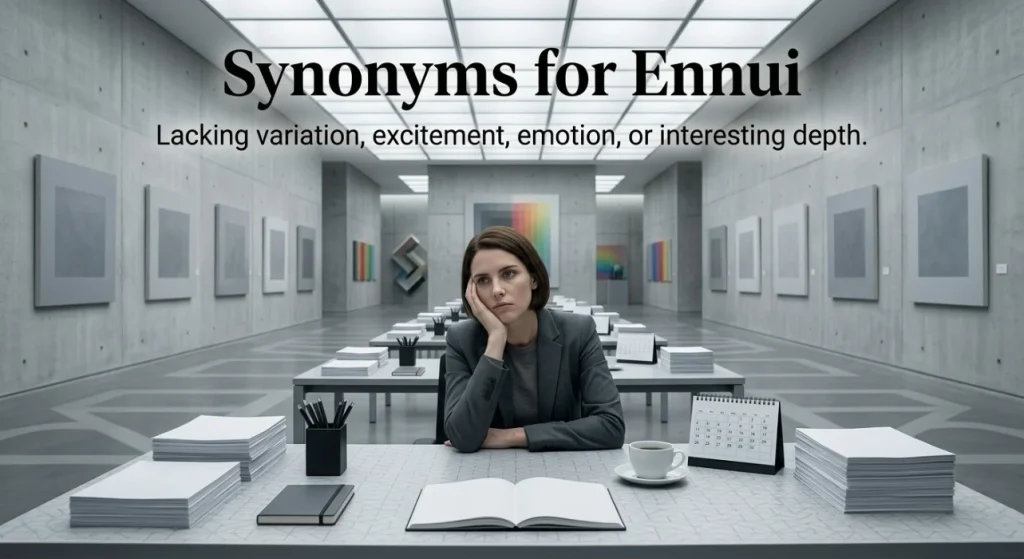 Lacking variation, excitement, emotion, or interesting depth