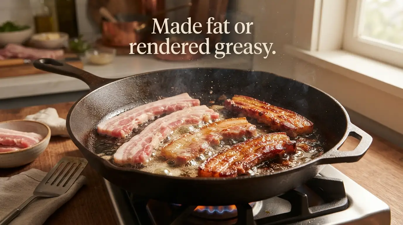 Made fat or rendered greasy.