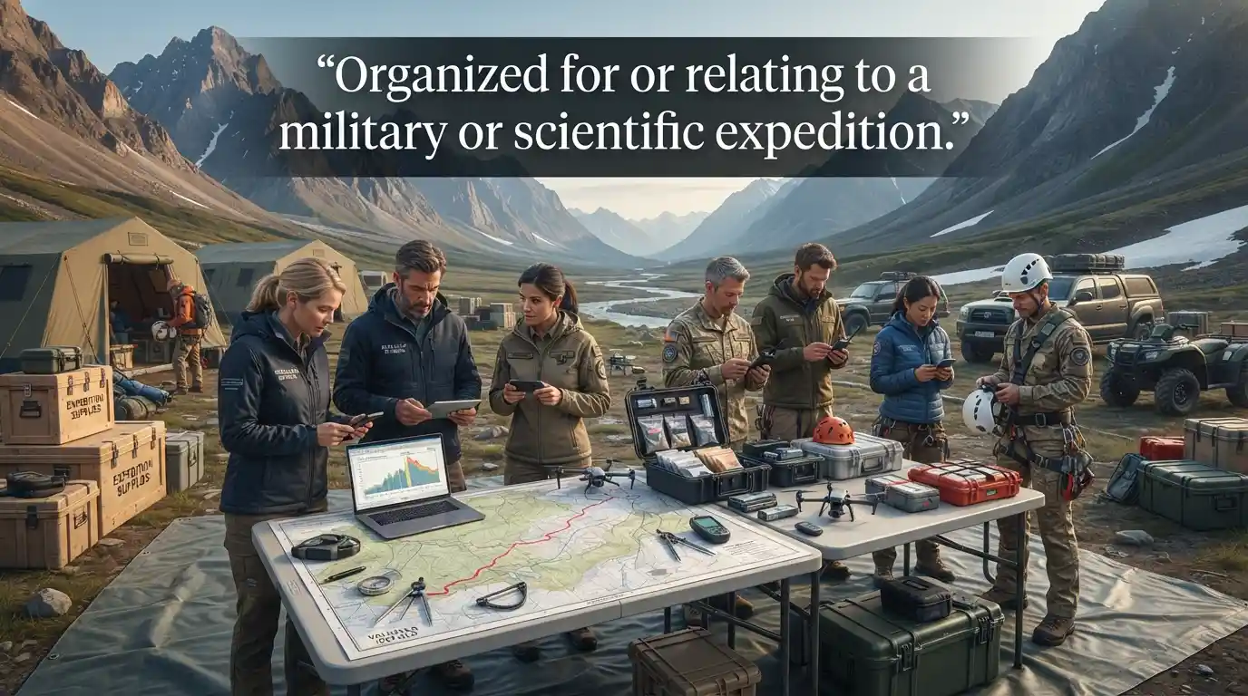 Organized for or relating to a military or scientific expedition.