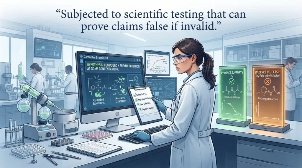 Subjected to scientific testing that can prove claims false if invalid.