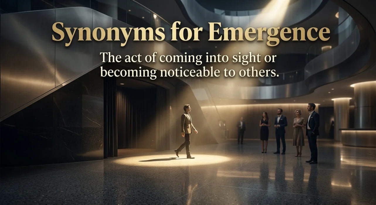 The act of coming into sight or becoming noticeable to others.