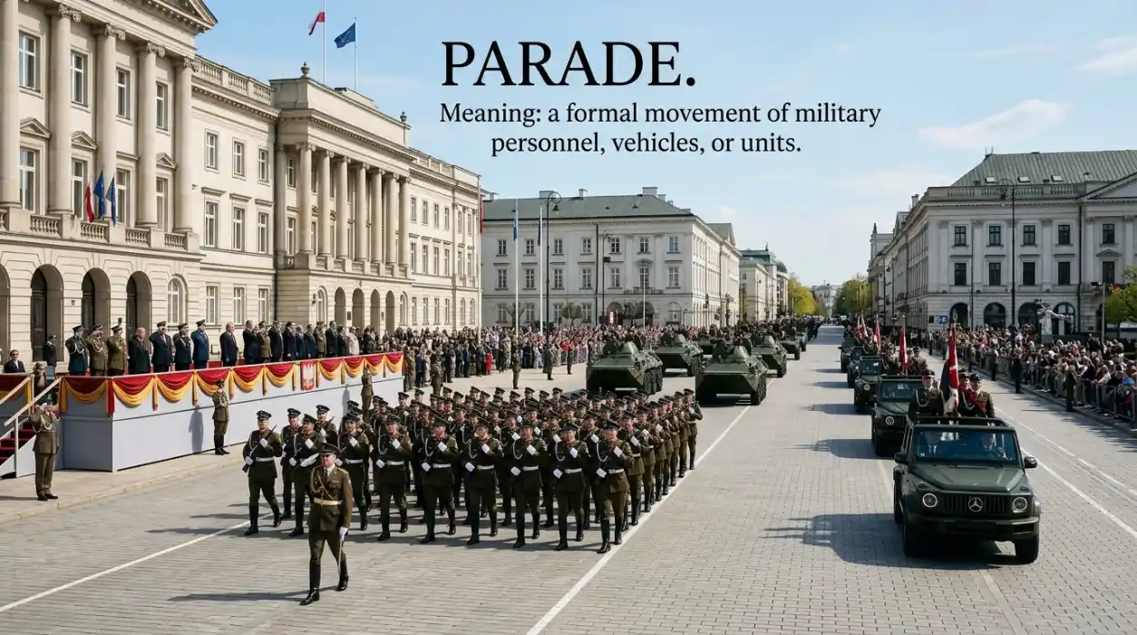 A formal movement of military personnel, vehicles, or units.