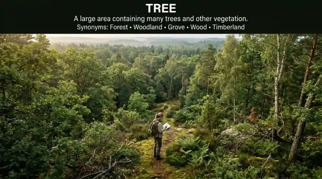 A large area containing many trees and other vegetation.