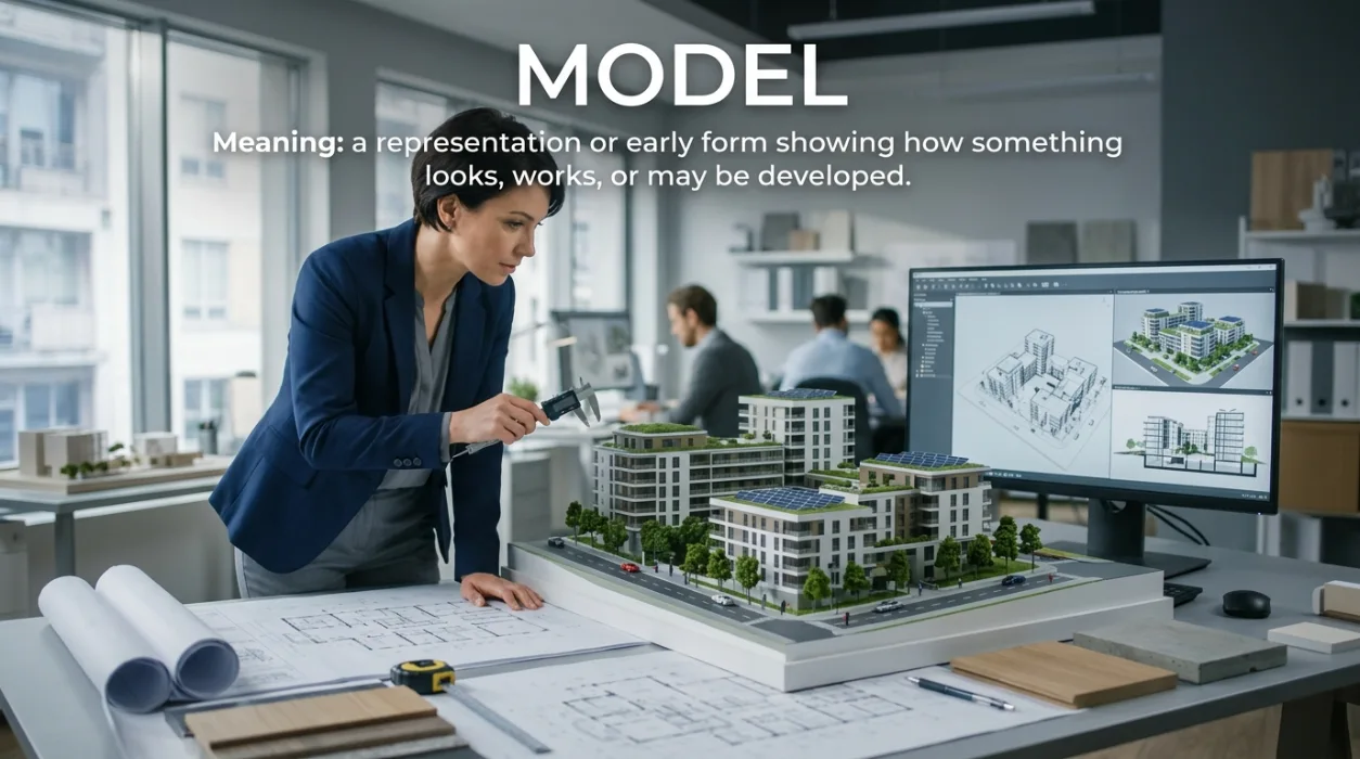 A model is a representation or early form used to show how something looks, works, or may be developed.