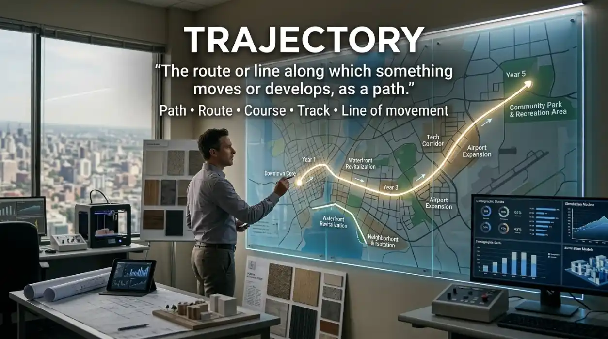 A path is the route or line along which something moves or develops.