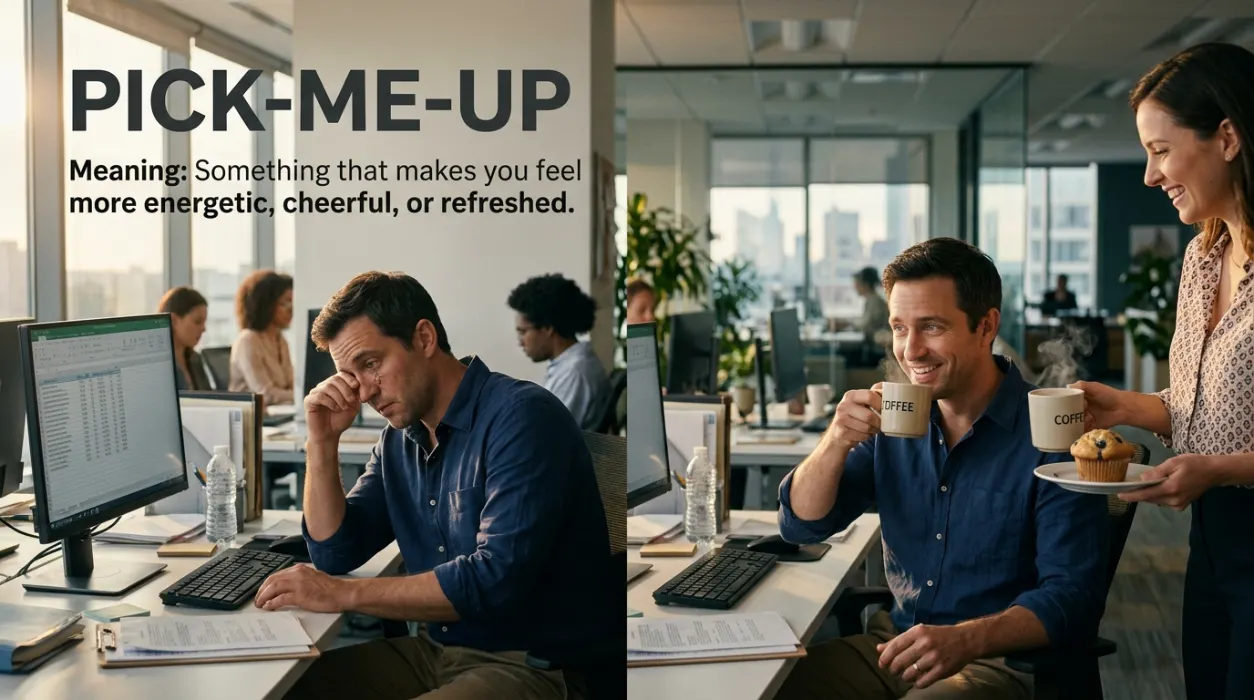 A pick-me-up is something that makes you feel more energetic, cheerful, or refreshed.