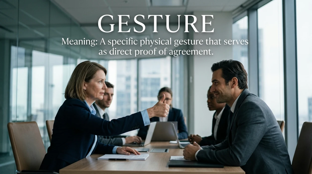 A specific physical gesture that serves as direct proof of agreement.