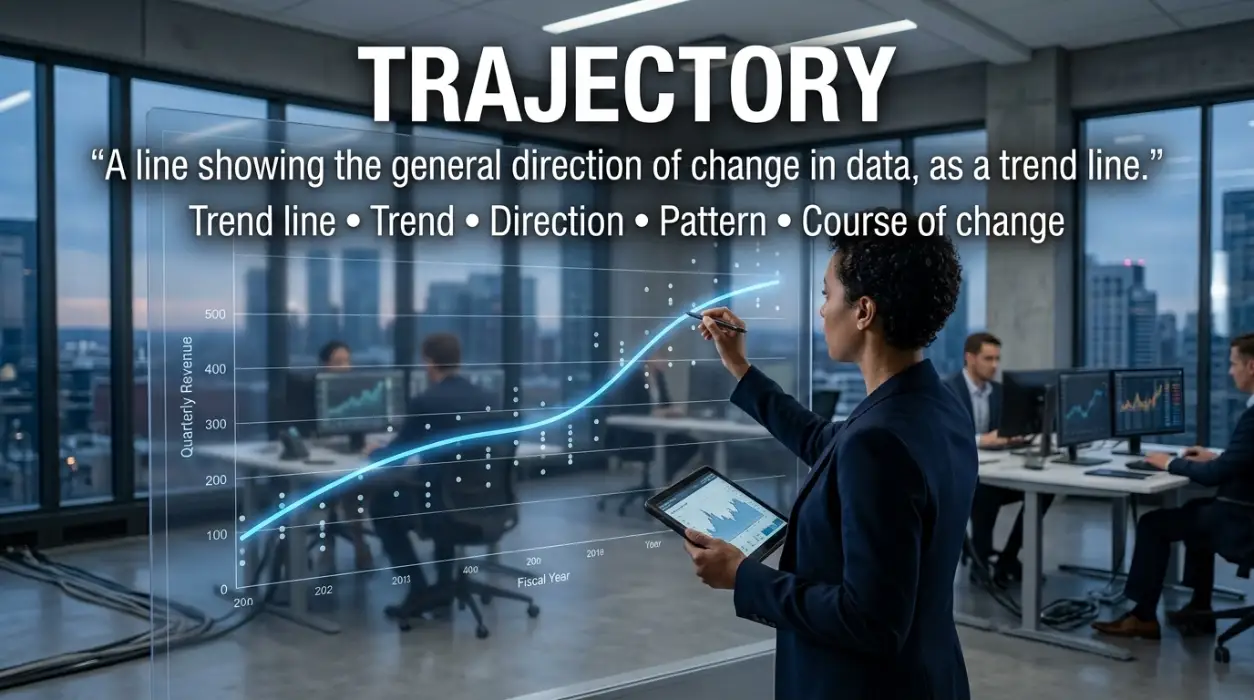 A trend line describes a line showing the general direction of change in data.