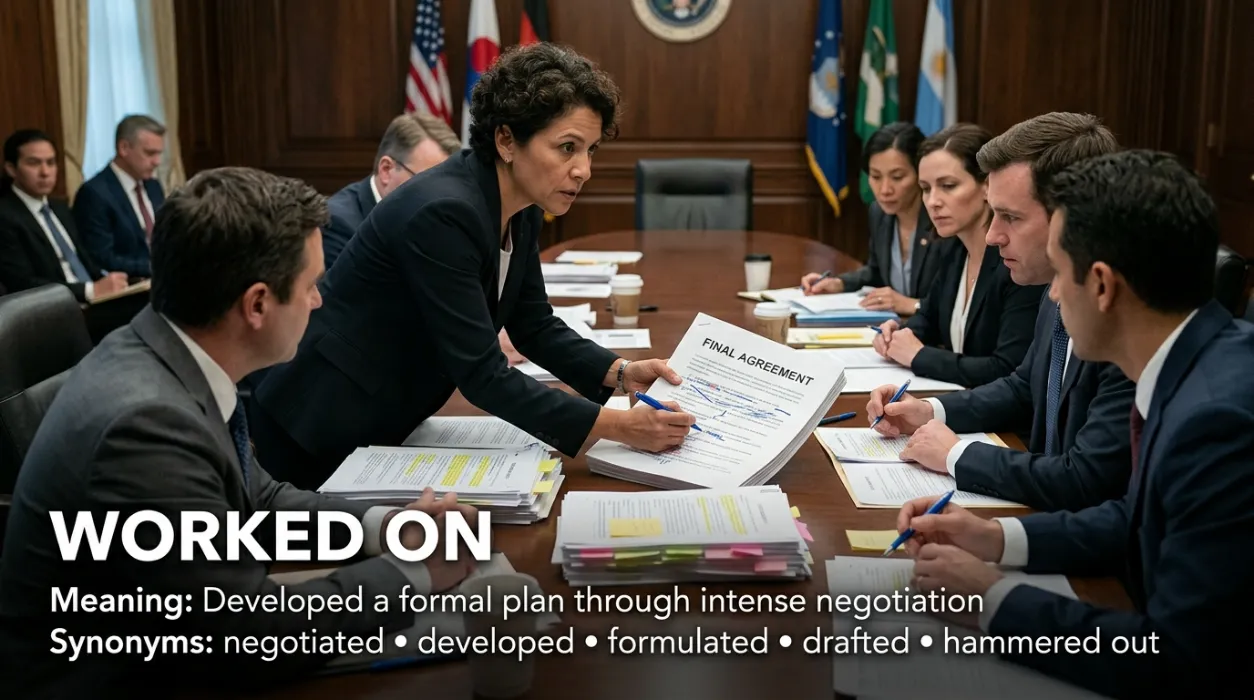 Agreed upon or produced a formal plan through intense negotiation.