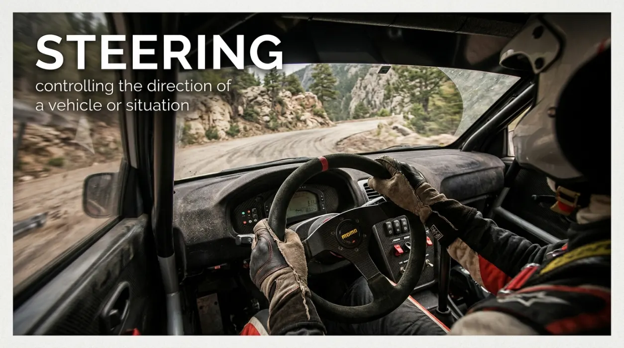 Controlling the direction of a vehicle or situation.
