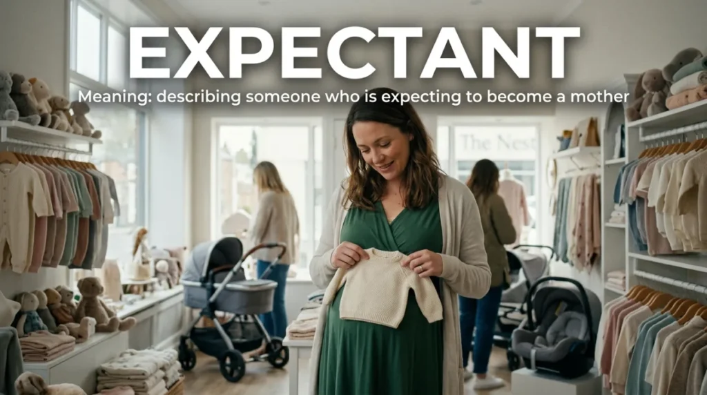 Describing someone who is expecting to become a mother.
