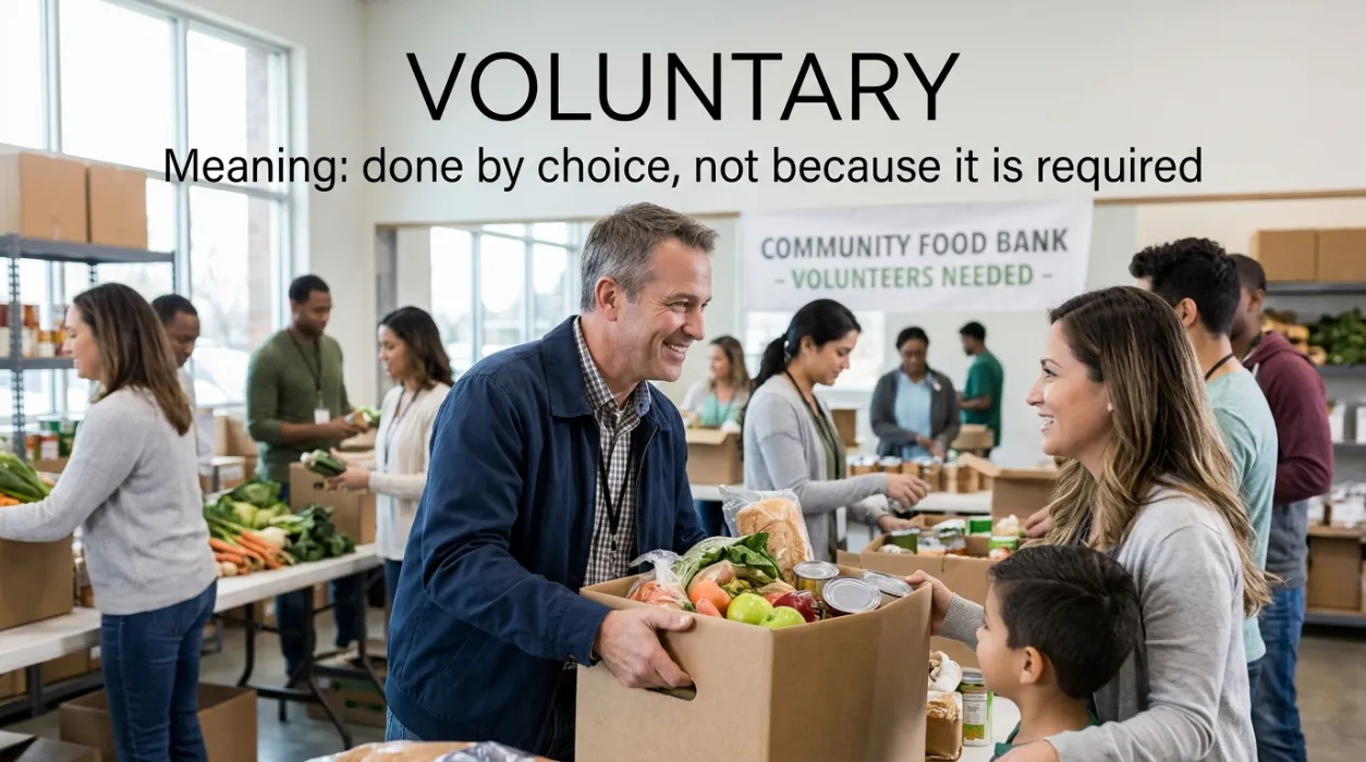 Done because a person chooses to do it rather than because someone requires it.