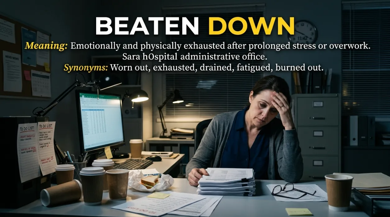 Emotionally and physically exhausted after prolonged stress or overwork.
