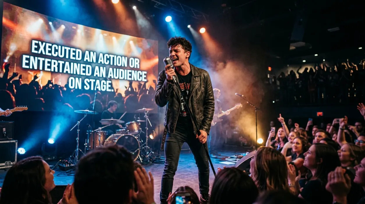 Executed an action or entertained an audience on stage.