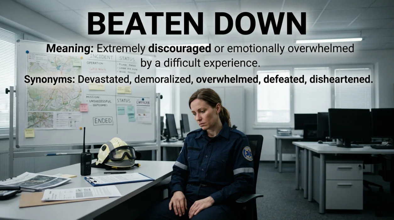  Extremely discouraged or emotionally overwhelmed by a difficult experience.