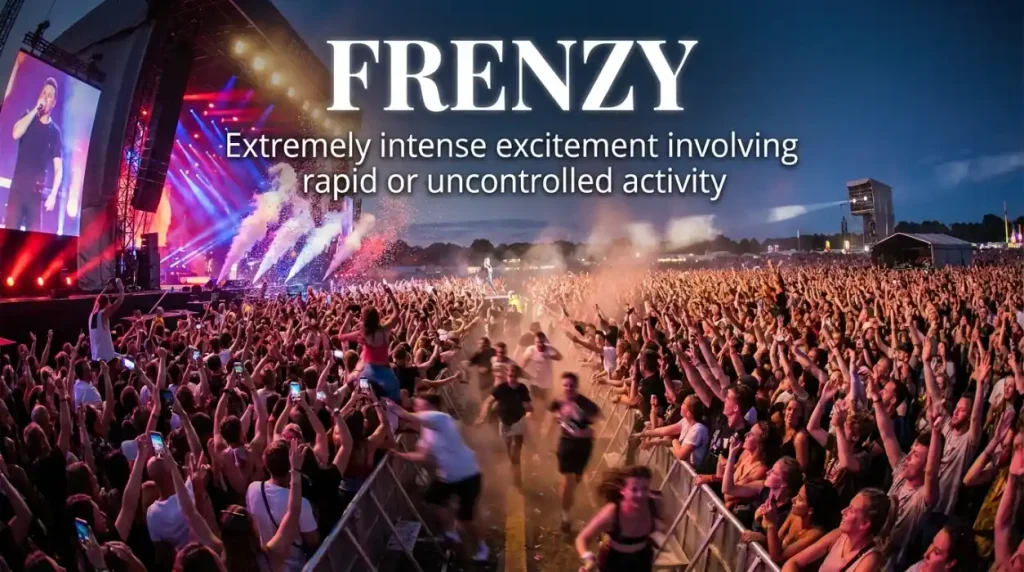 Extremely intense excitement involving rapid or uncontrolled activity.
