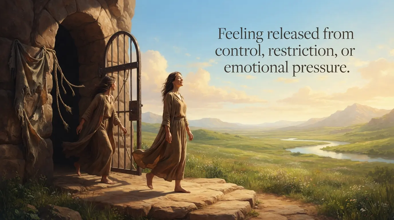 Feeling released from control, restriction, or emotional pressure