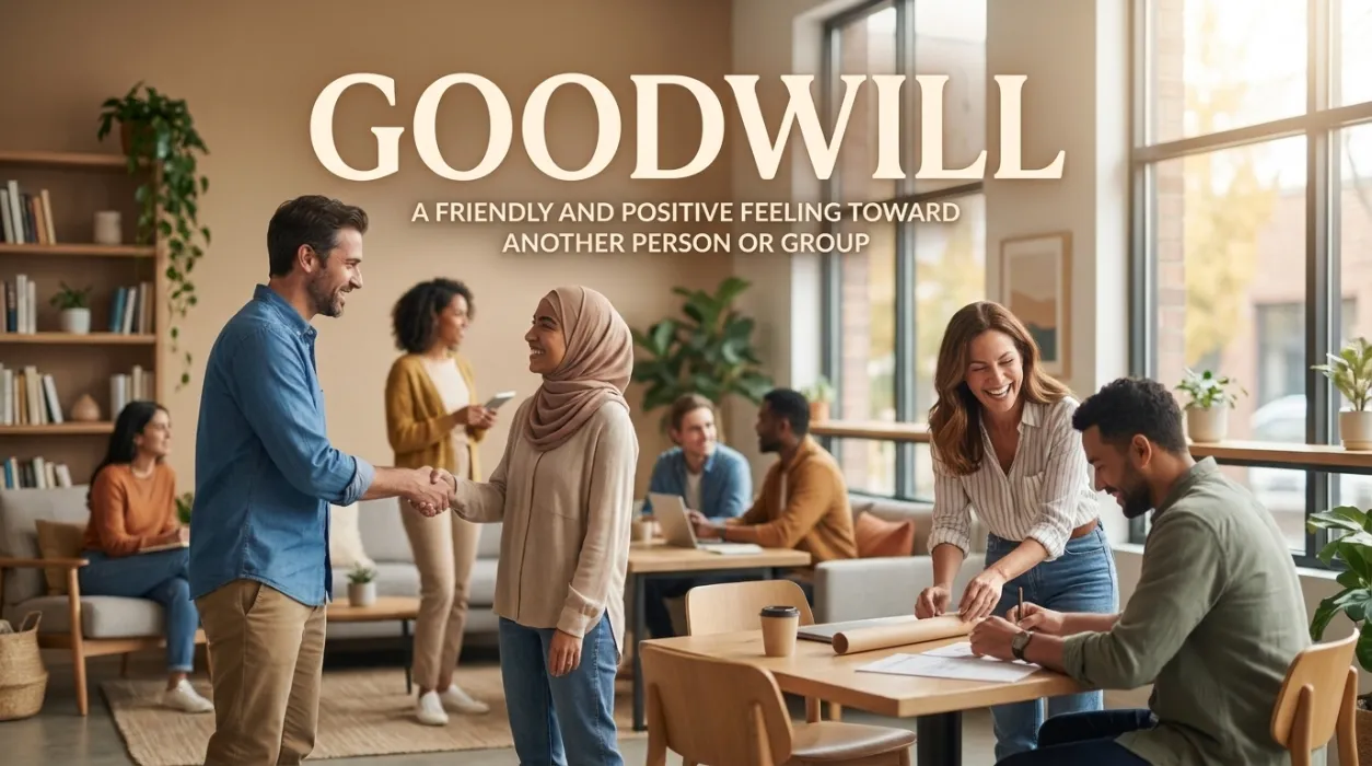 Goodwill means a friendly and positive feeling toward another person or group.
