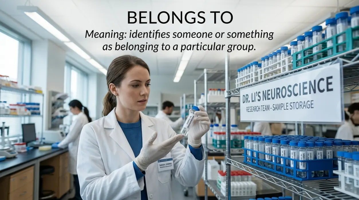 Identifies someone or something as belonging to a particular group.