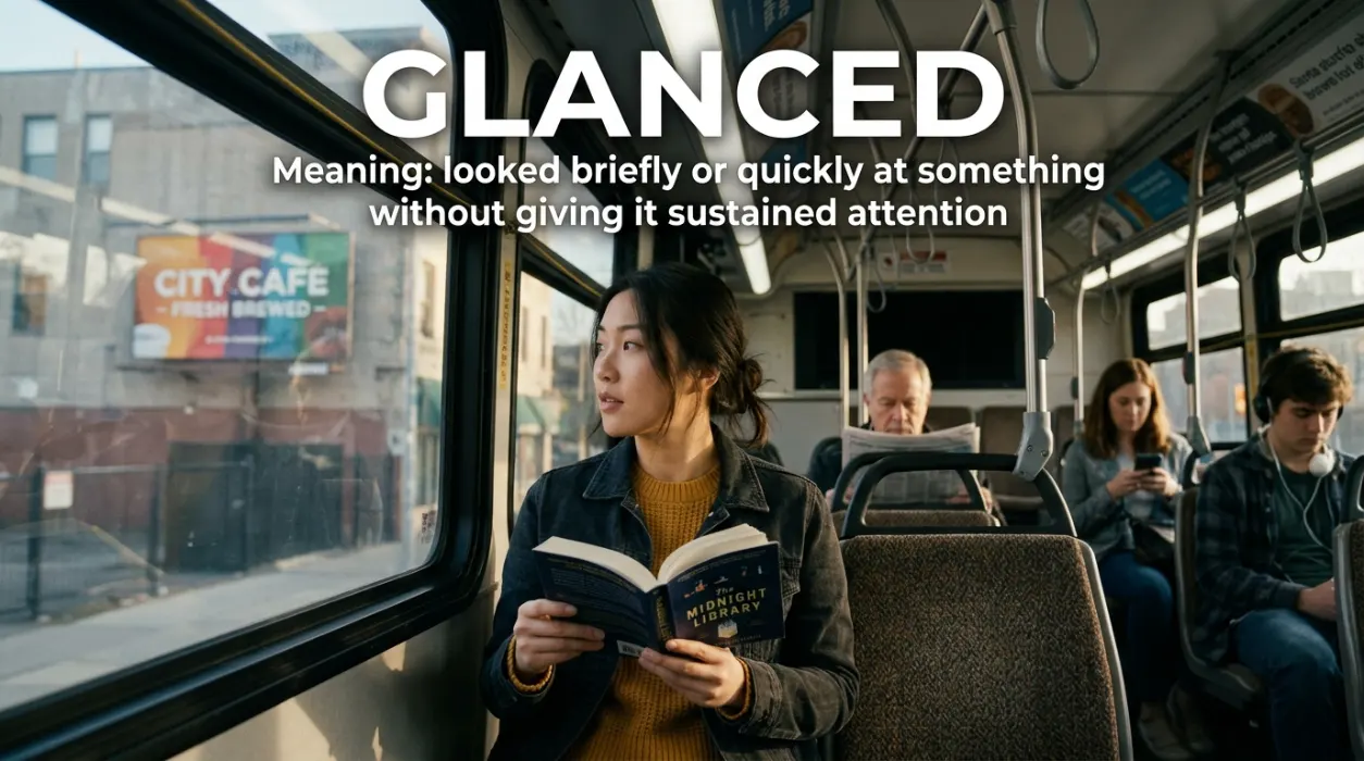  Looked briefly or quickly at something without giving it sustained attention.