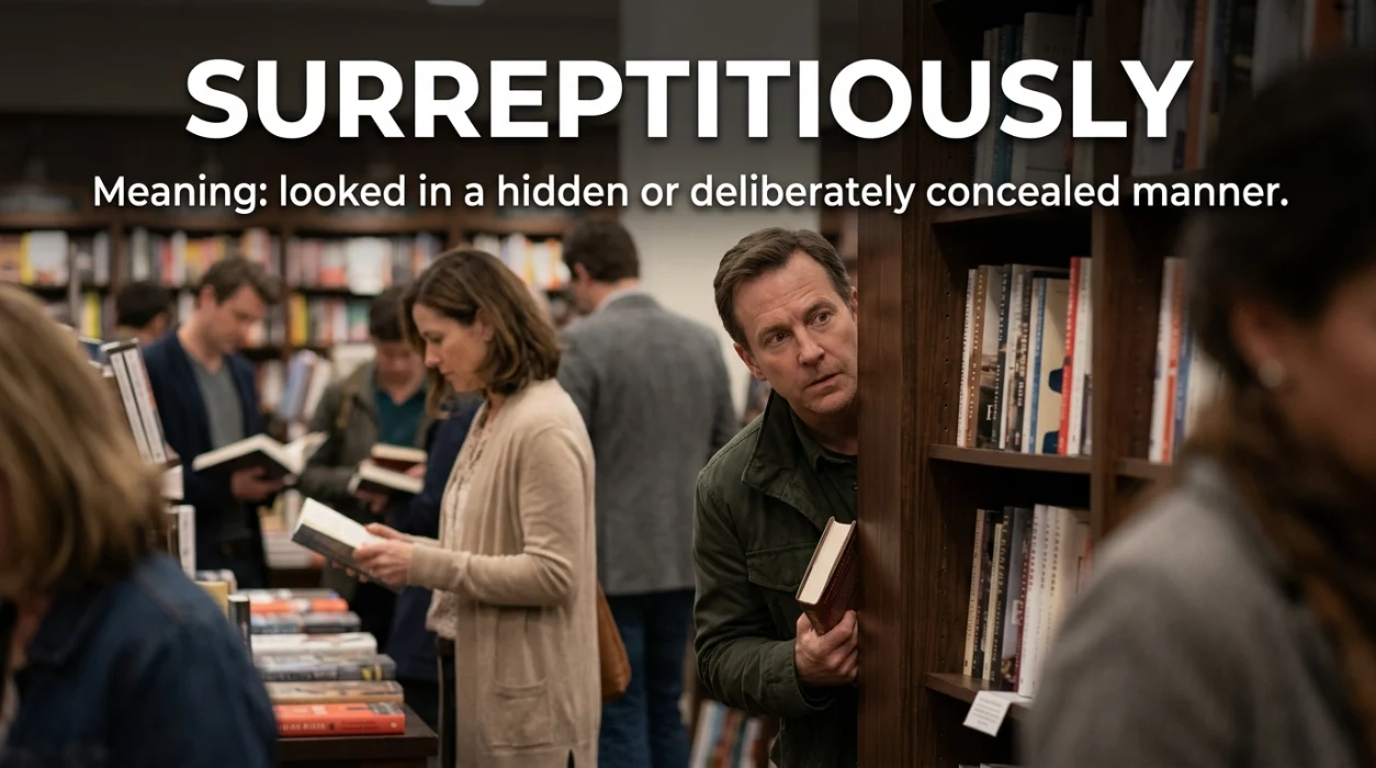 Looked in a hidden or deliberately concealed manner.