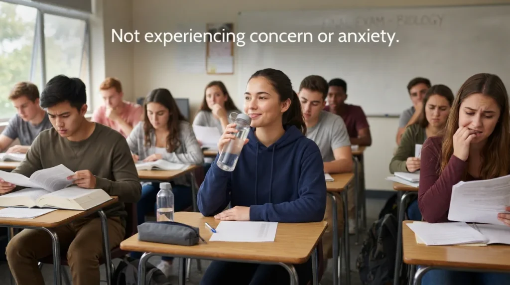 Not experiencing concern or anxiety.