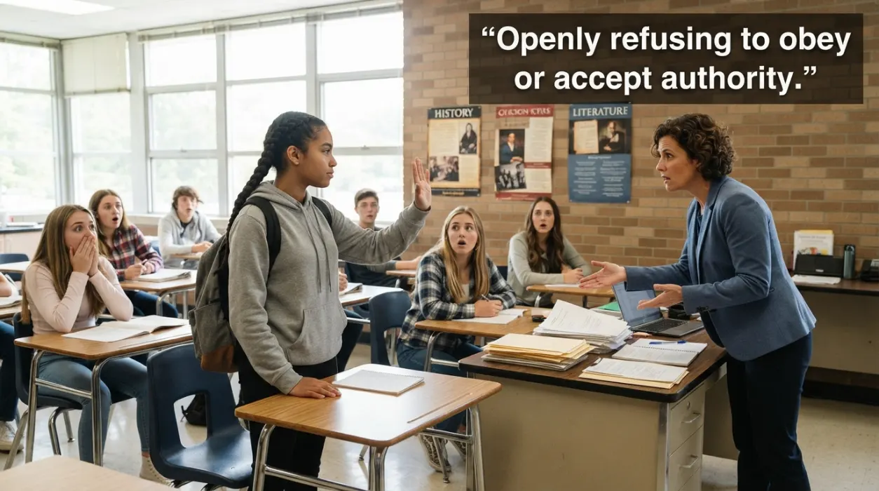 Openly refusing to obey or accept authority.