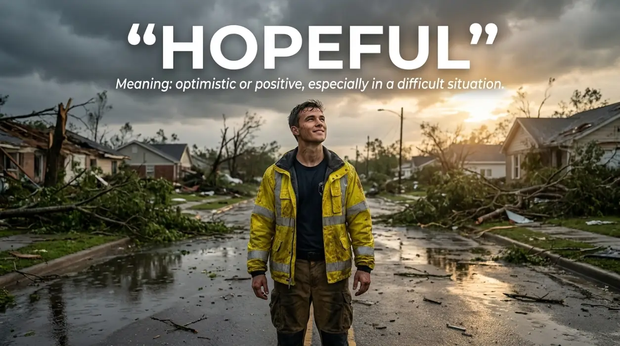 Optimistic or positive, especially in an apparently bad or difficult situation.