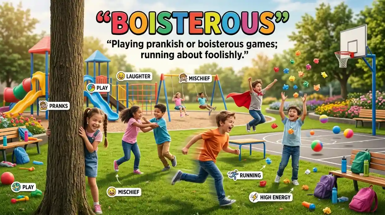 Playing prankish or boisterous games; running about foolishly.