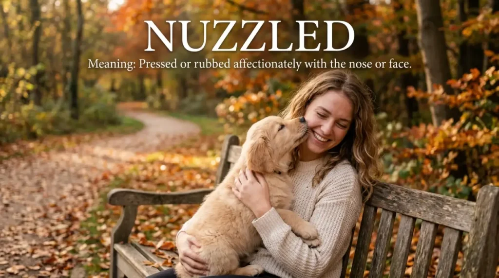 Pressed or rubbed affectionately with the nose or face.