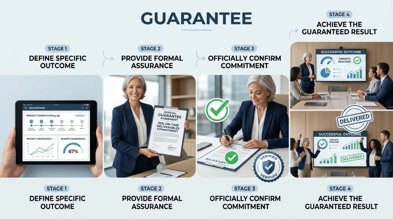Provide a formal assurance that a specific outcome will occur