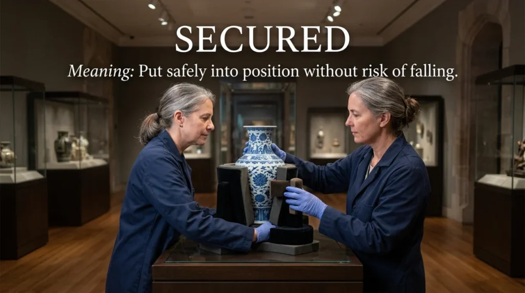 Put safely into position without risk of falling.