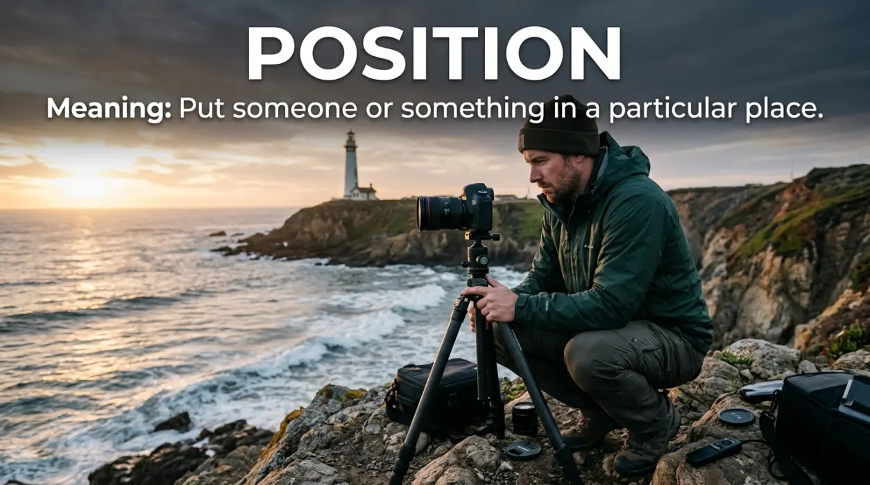 Put someone or something in a particular place.