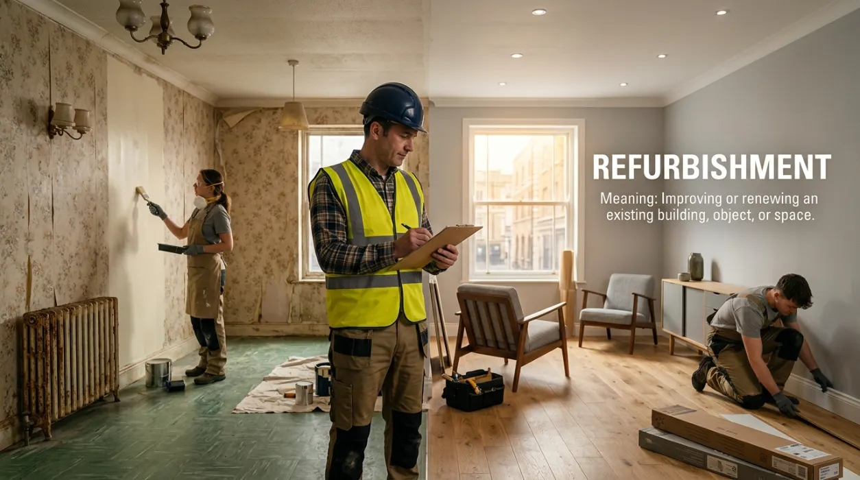 Refurbishment means improving or renewing an existing building, object, or space.