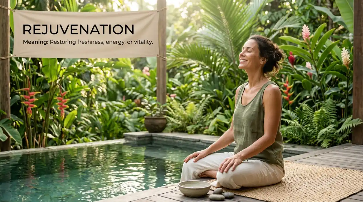 Rejuvenation means restoring freshness, energy, or vitality.