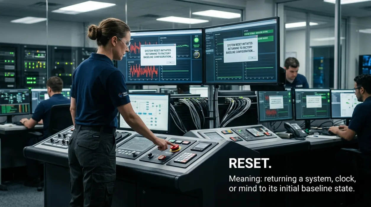 Returning a system, clock, or mind back to its initial baseline state.