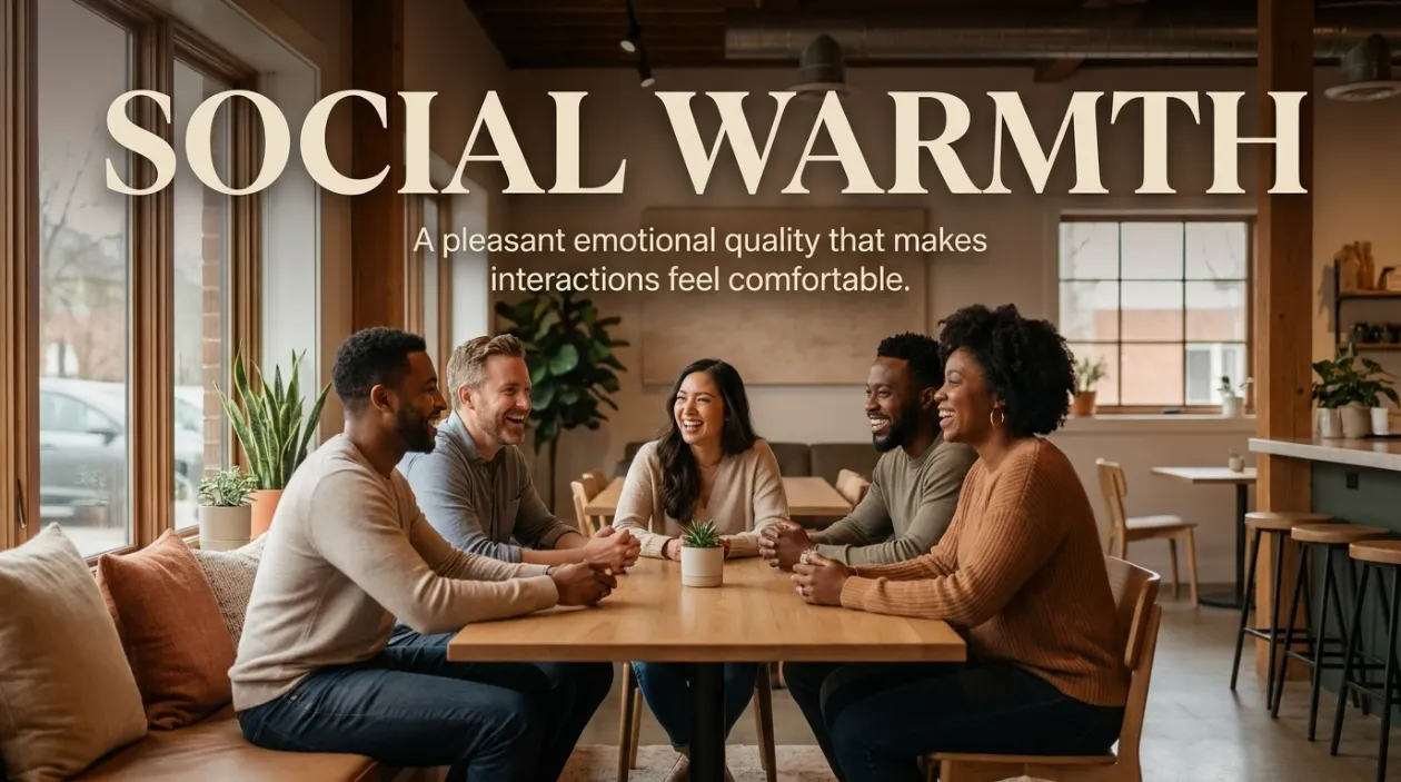 Social warmth describes a pleasant emotional quality that makes interactions feel comfortable.
