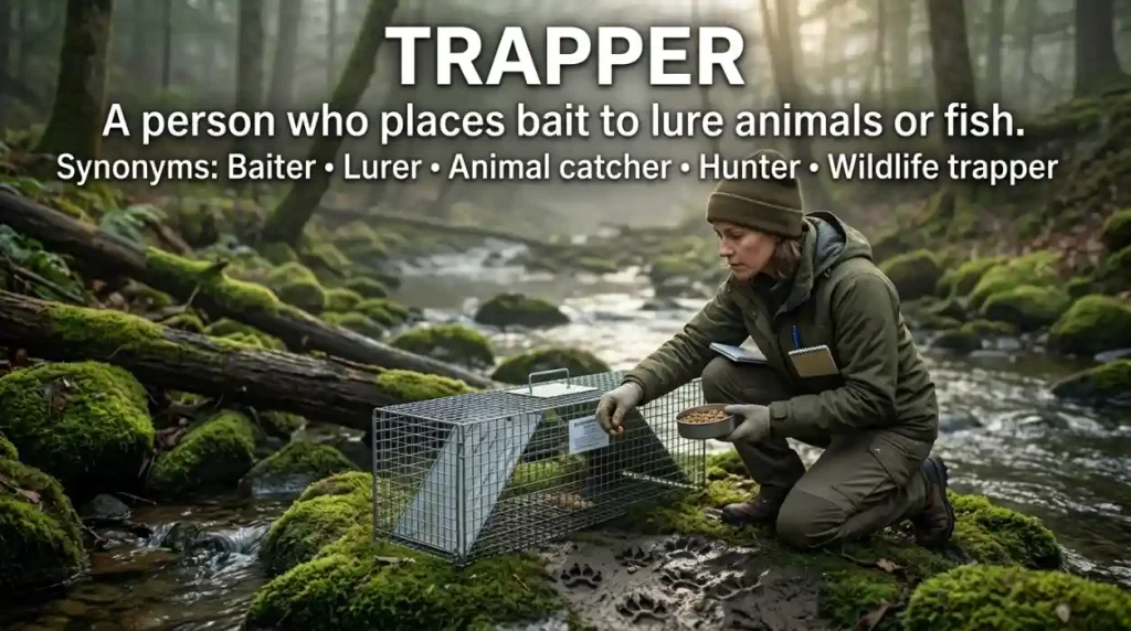 Someone who places bait to lure animals or fish.