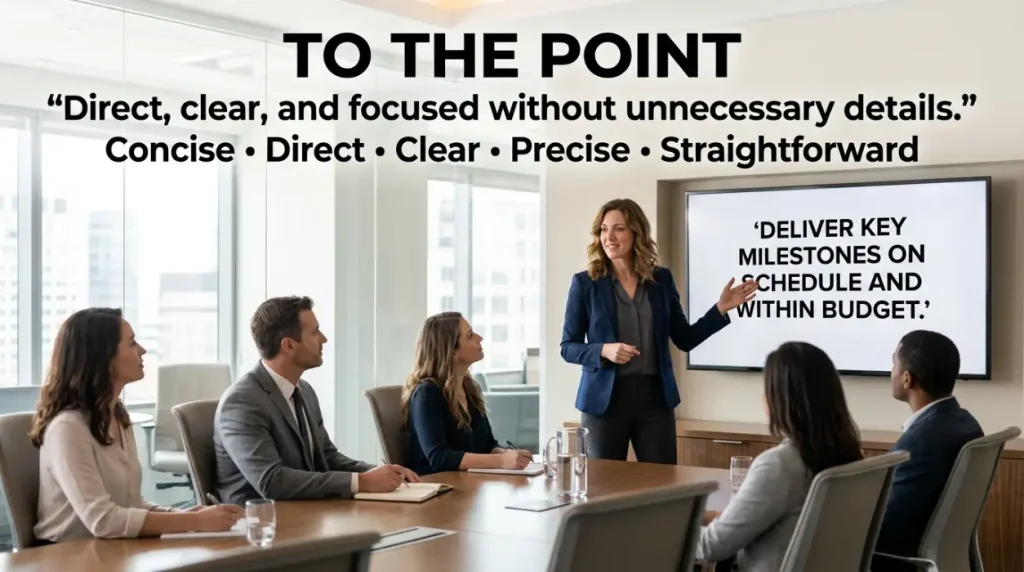Synonym for To the Point and its meaning