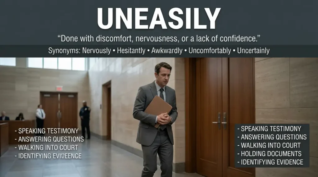 Synonym for Uneasily
