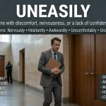 Synonym for Uneasily
