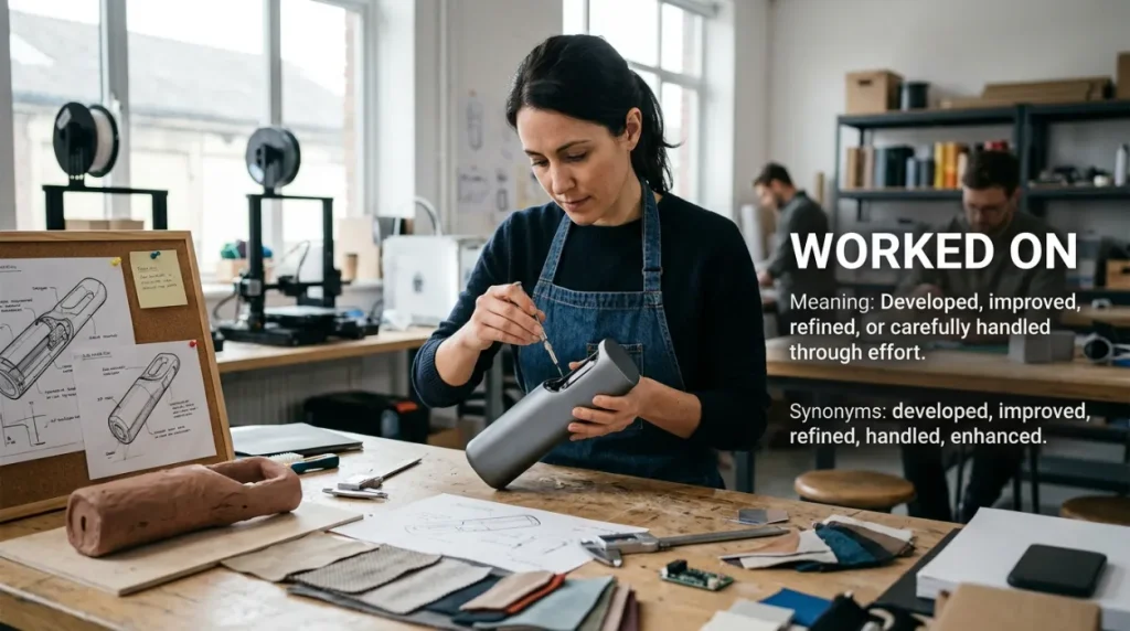 synonym for worked on
